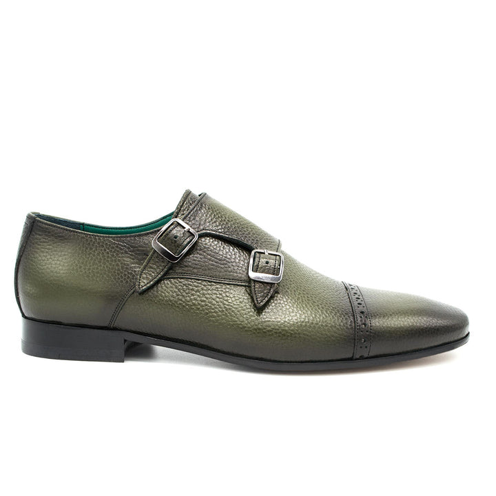 Full Grain Green Leather Men Dress Shoes
