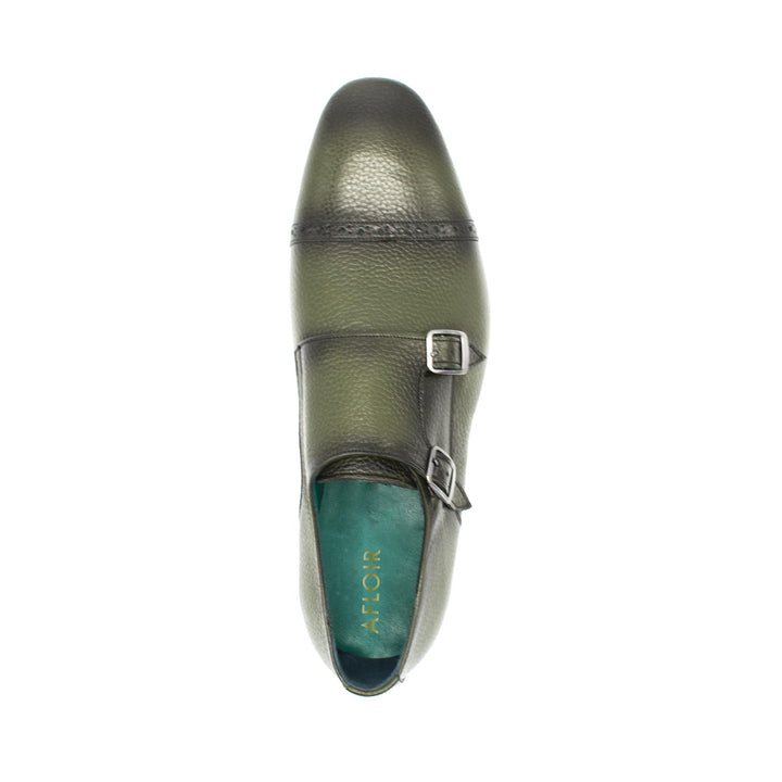 Full Grain Green Leather Men Dress Shoes