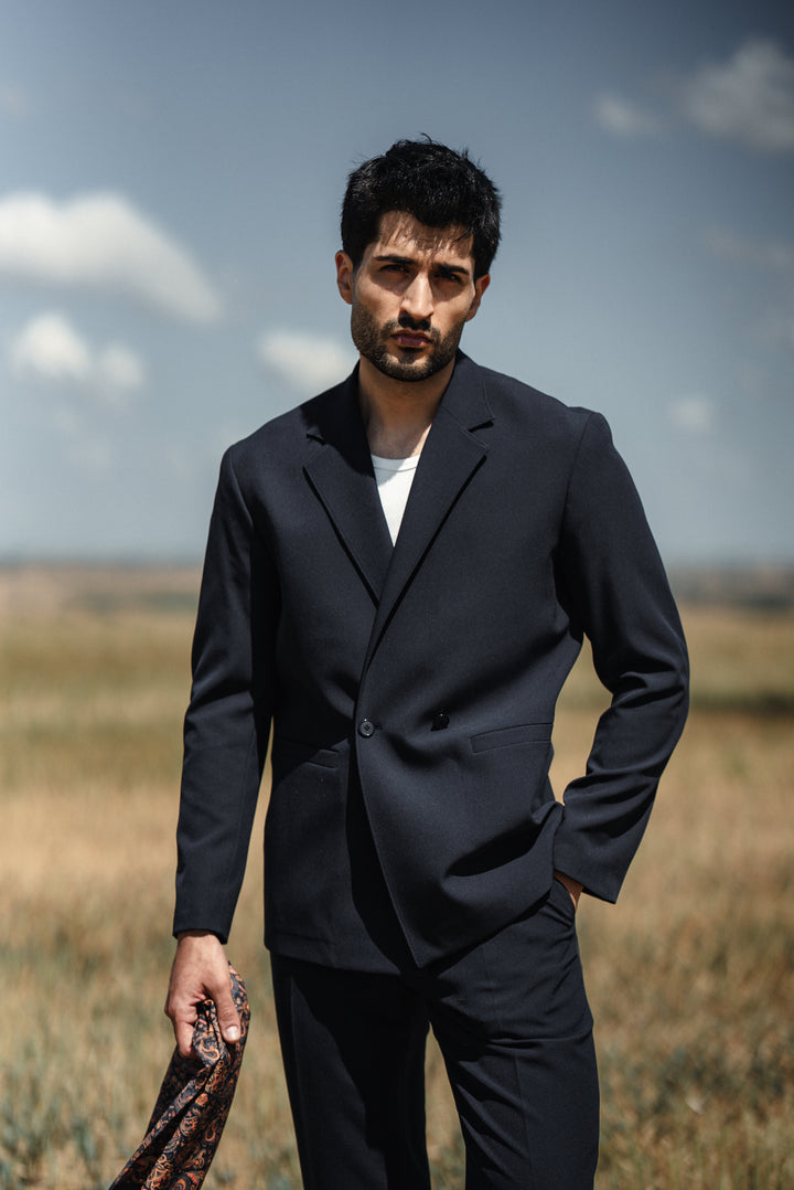 Special Design Comfortable Suit - NAVY BLUE