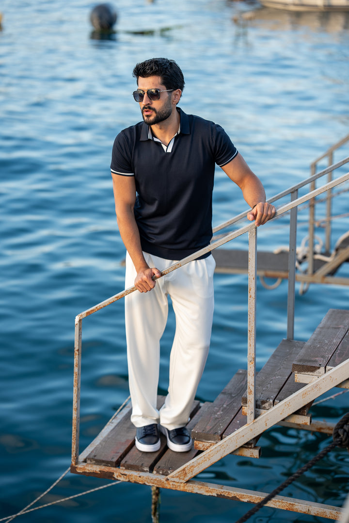 Special Design Polo Collar T-Shirt - Navyblue