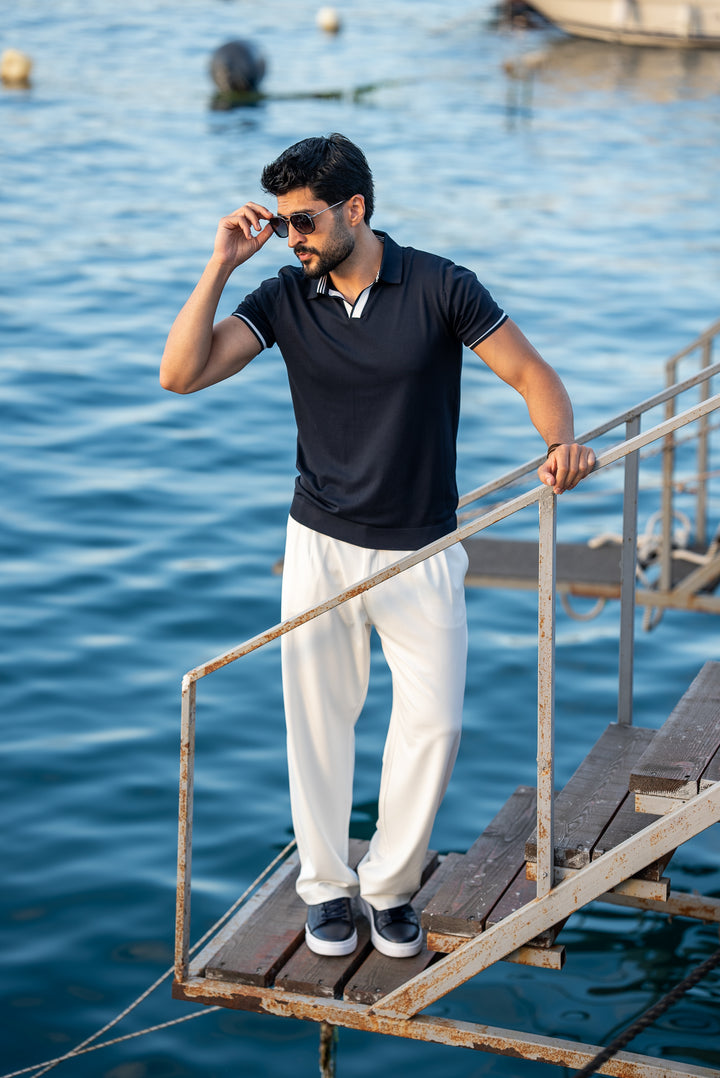 Special Design Polo Collar T-Shirt - Navyblue