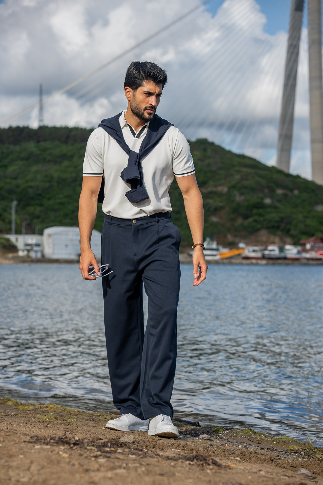 Special Design Polo Collar T-Shirt - White