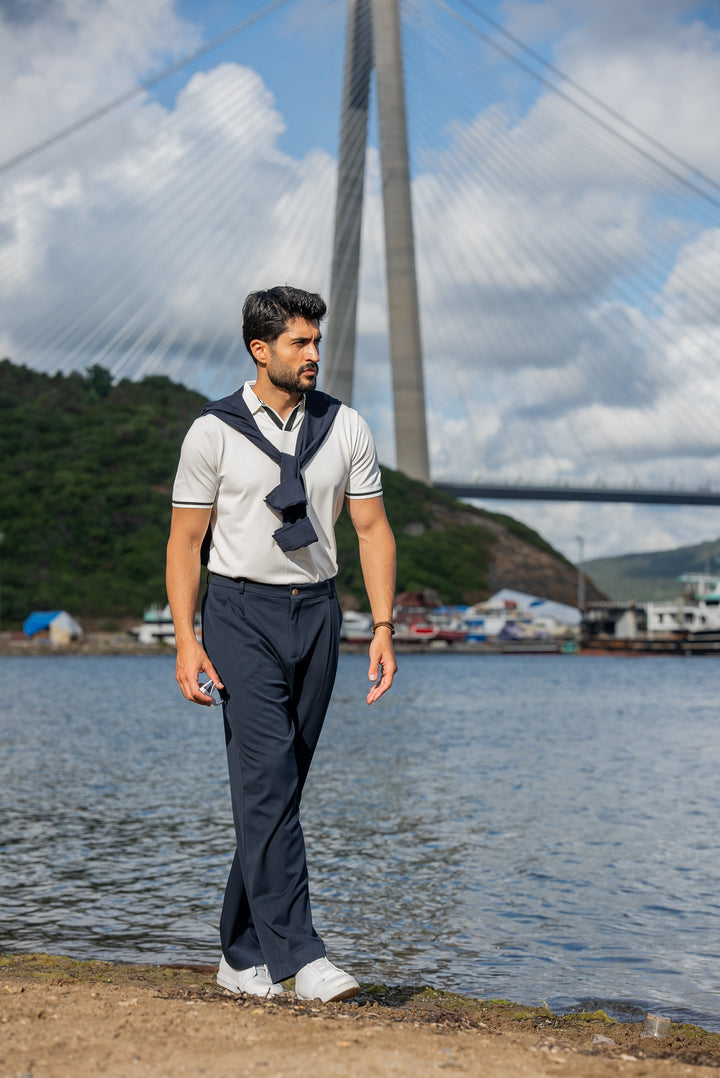 Special Design Polo Collar T-Shirt - White