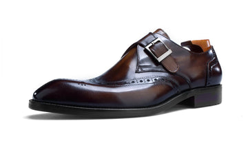 Wingtip Monkstrap Dress Shoes | Handmade Italian Leather  display picture 3