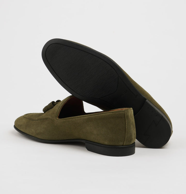SPECIAL DESIGN TASSEL DETAIL SUEDE LOAFER SHOES - GREEN