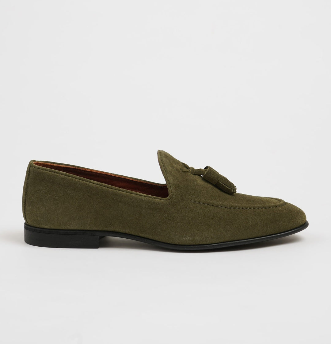 SPECIAL DESIGN TASSEL DETAIL SUEDE LOAFER SHOES - GREEN