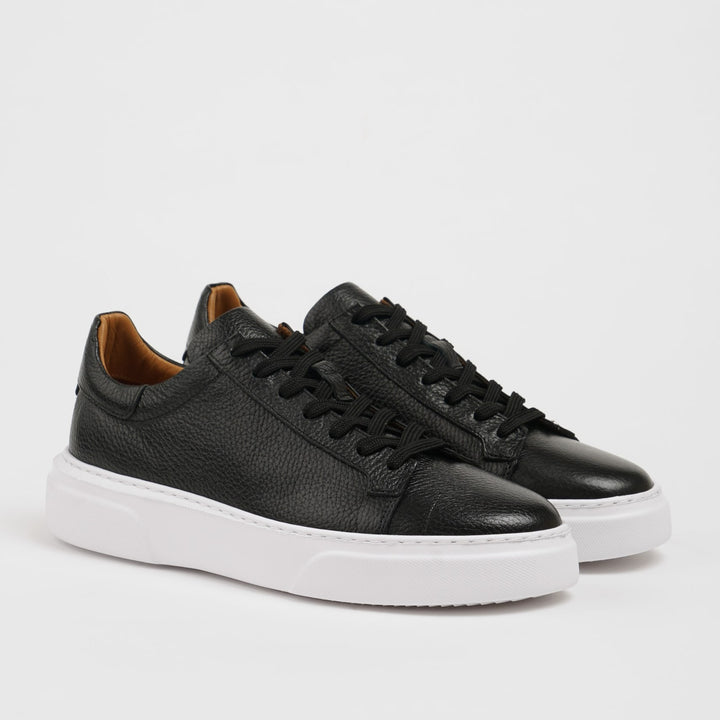 POOL SOLE LEATHER SNEAKERS SHOES - BLACK