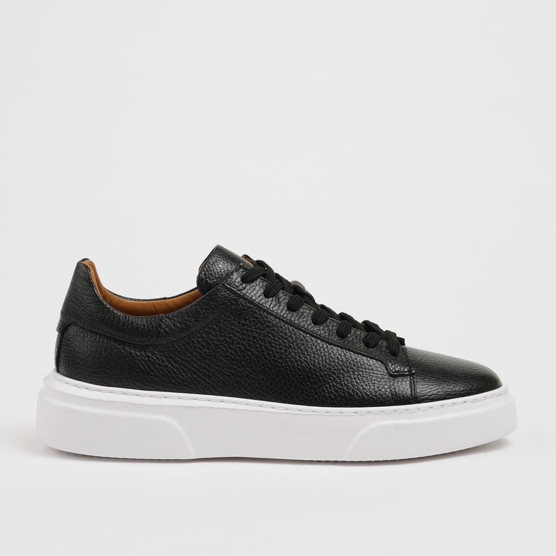 POOL SOLE LEATHER SNEAKERS SHOES - BLACK