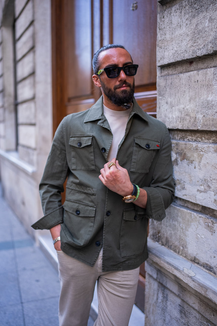 SAFARI JACKET WITH POCKET DETAILS - GREEN