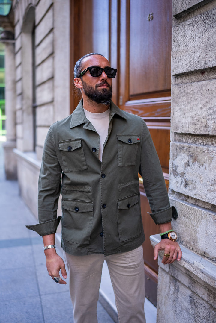 SAFARI JACKET WITH POCKET DETAILS - GREEN