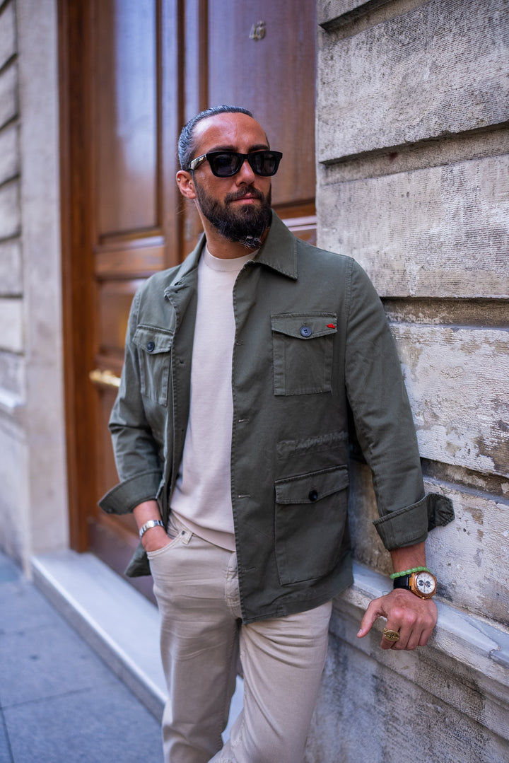 SAFARI JACKET WITH POCKET DETAILS - GREEN