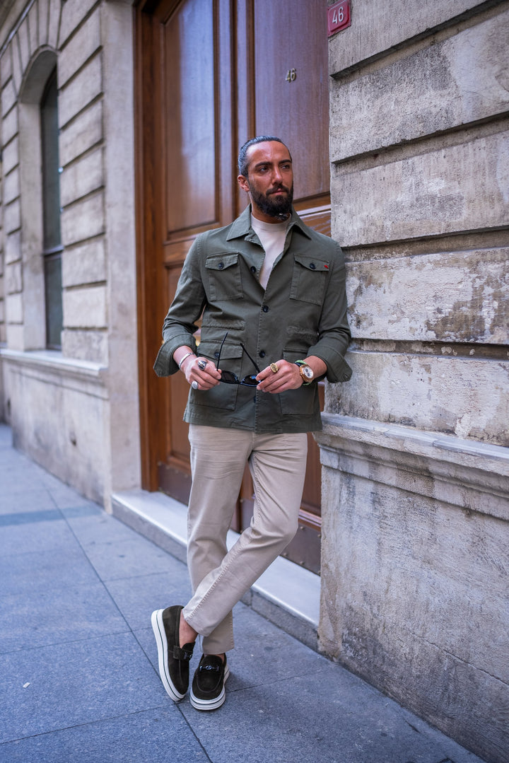 SAFARI JACKET WITH POCKET DETAILS - GREEN