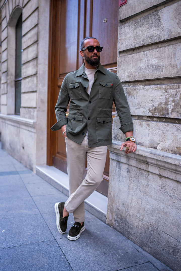 SAFARI JACKET WITH POCKET DETAILS - GREEN