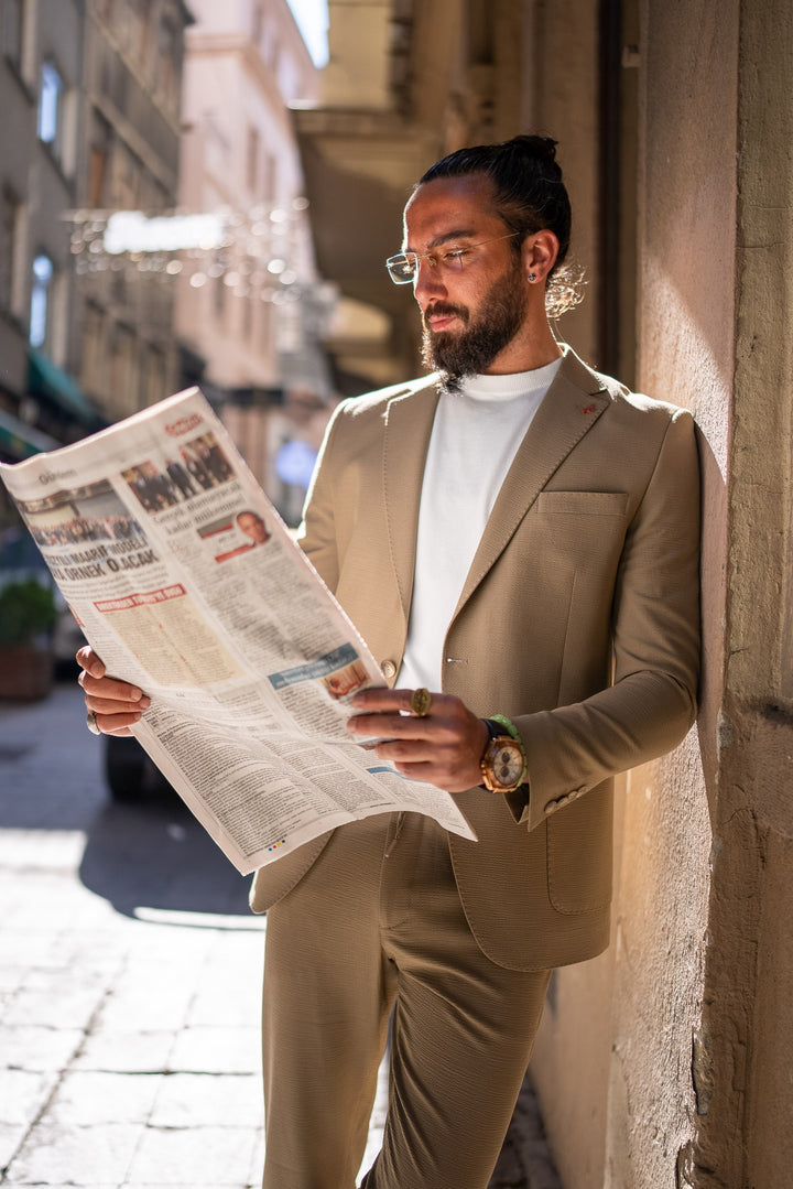 WOVEN FABRIC SPORTS MONO COLLAR SUIT