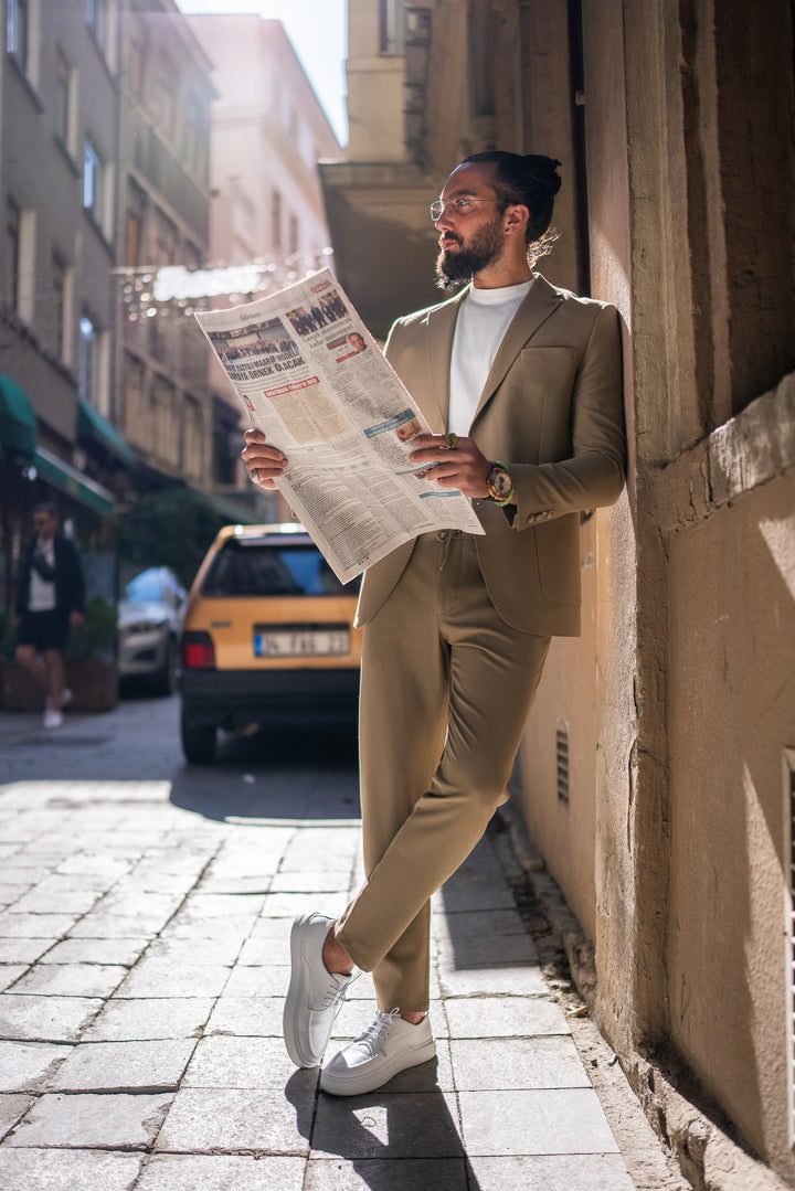 WOVEN FABRIC SPORTS MONO COLLAR SUIT