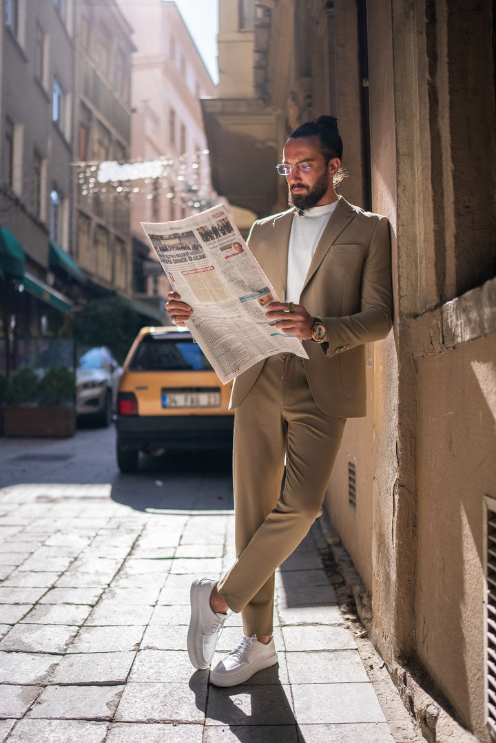 WOVEN FABRIC SPORTS MONO COLLAR SUIT