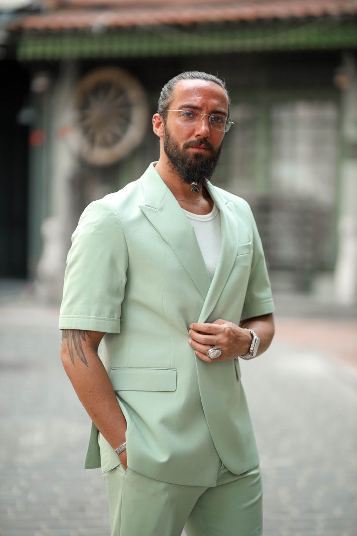 SPECIAL DESIGN SHORT SLEEVE SUIT - GREEN