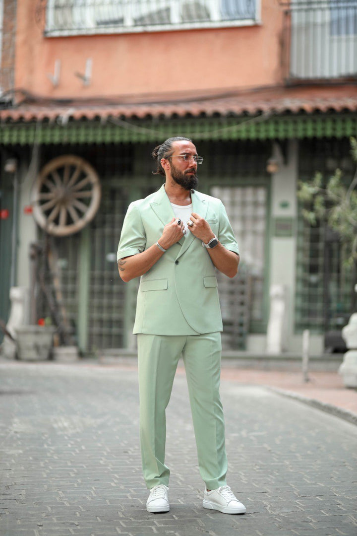 SPECIAL DESIGN SHORT SLEEVE SUIT - GREEN