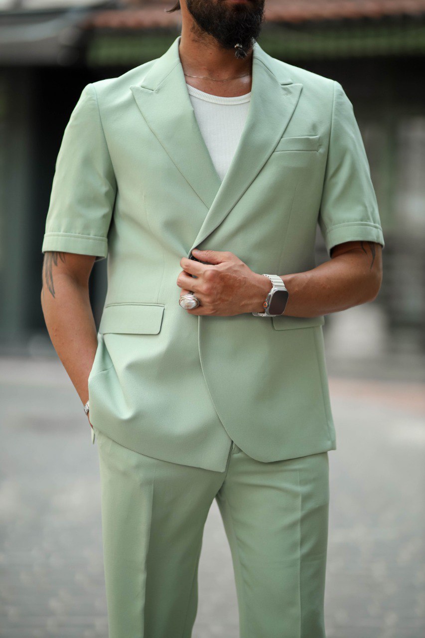 SPECIAL DESIGN SHORT SLEEVE SUIT - GREEN