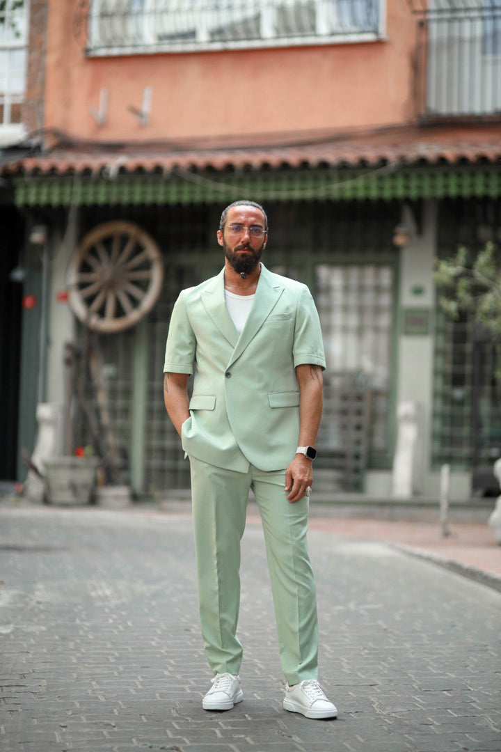 SPECIAL DESIGN SHORT SLEEVE SUIT - GREEN