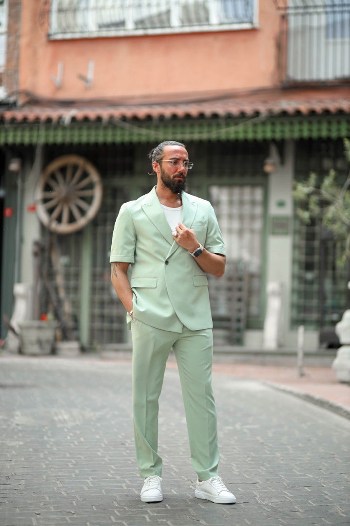 SPECIAL DESIGN SHORT SLEEVE SUIT - GREEN