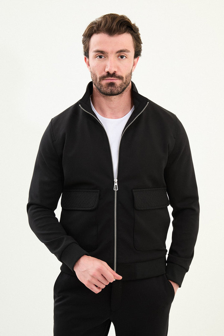 Dual Pocket Zip Jacket - Black