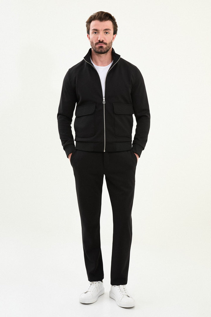 Dual Pocket Zip Jacket - Black