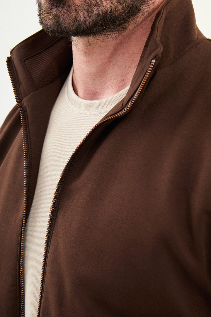 Dual Pocket Zip Jacket - Brown