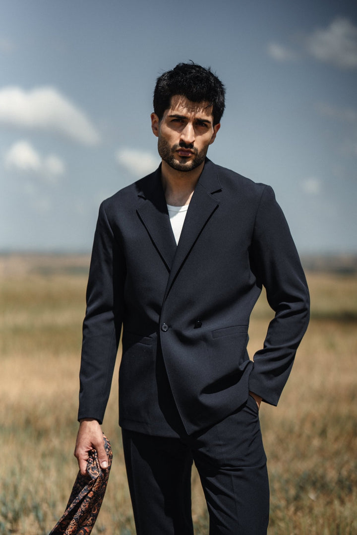Special Design Comfortable Suit - NAVY BLUE