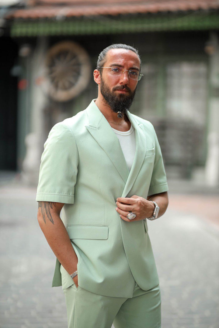SPECIAL DESIGN SHORT SLEEVE SUIT - GREEN