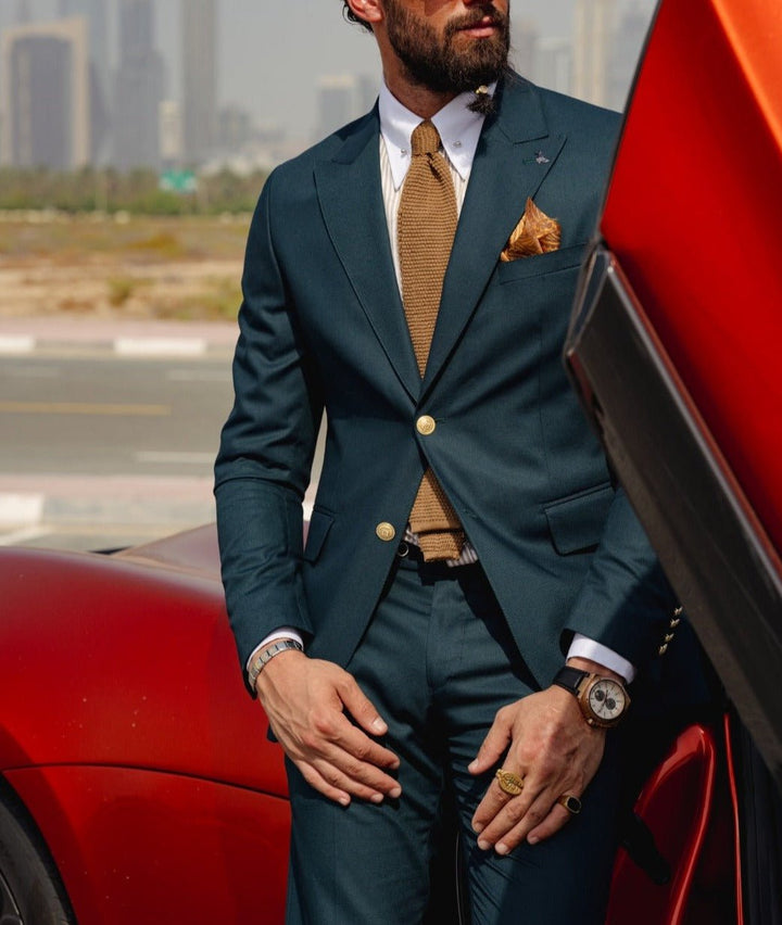 The Luxe Detail Suit – Green Gold