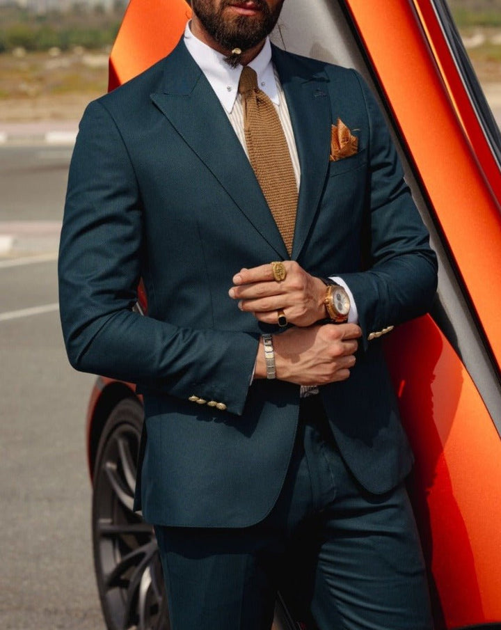 The Luxe Detail Suit – Green Gold