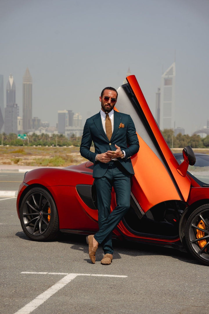 The Luxe Detail Suit – Green Gold