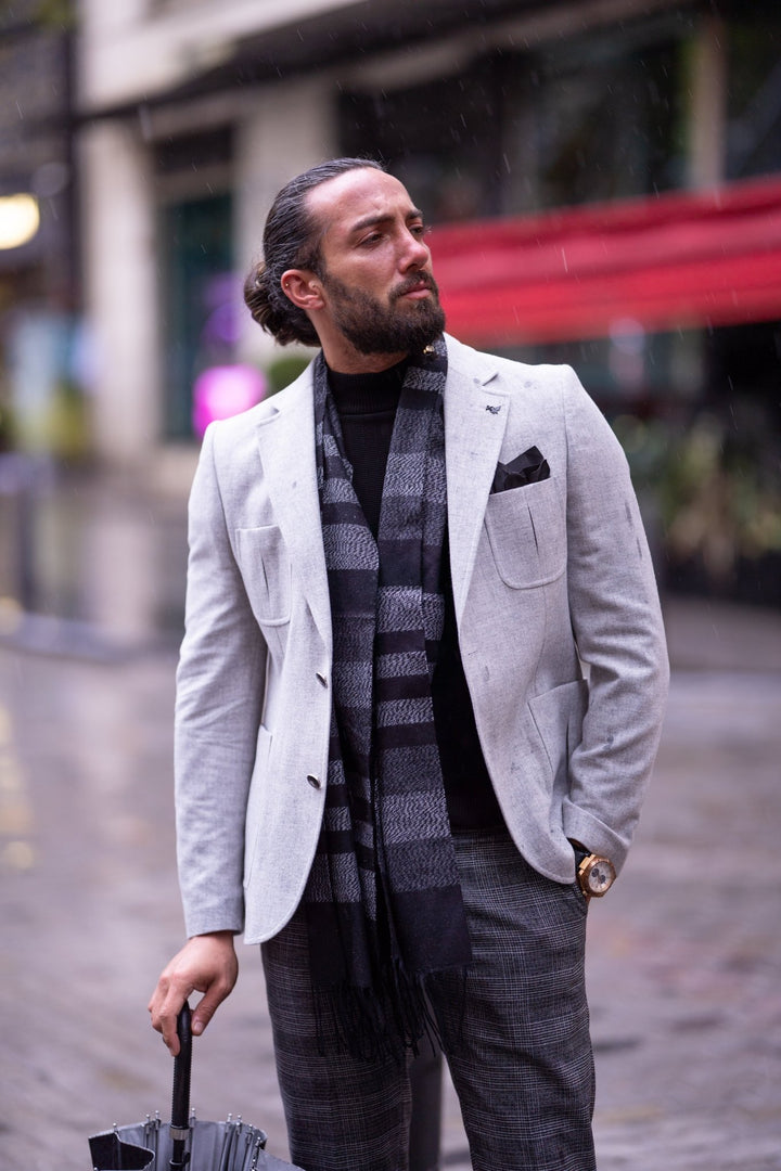 Specially Designed Wool Jacket With Bag Pocket Details - Gray