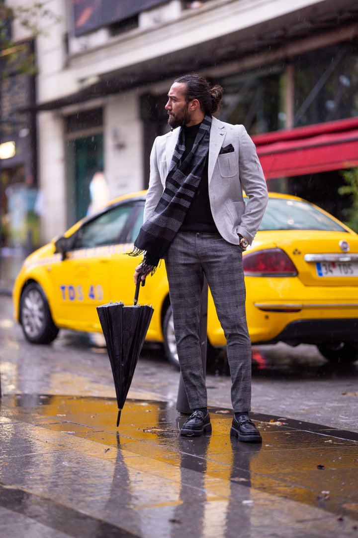 Specially Designed Wool Jacket With Bag Pocket Details - Gray