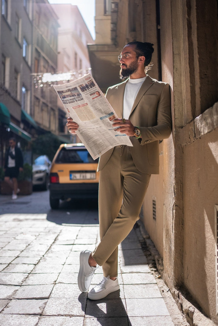 WOVEN FABRIC SPORTS MONO COLLAR SUIT