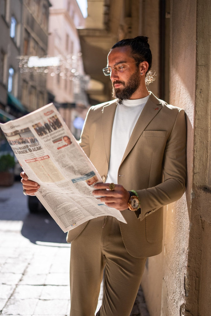 WOVEN FABRIC SPORTS MONO COLLAR SUIT