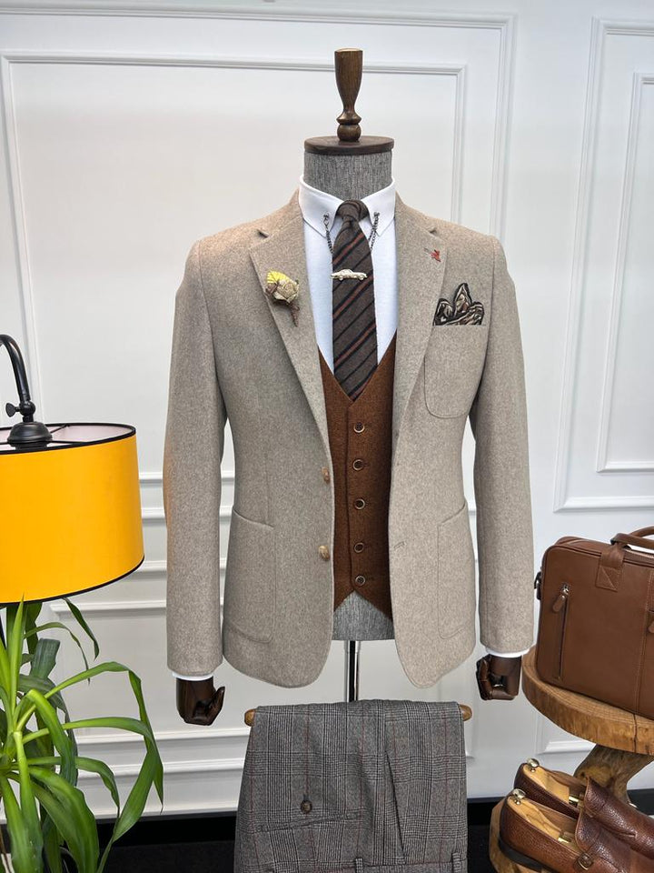 Baroncelli Special Italian Fabric Stamp Jacket - Beige