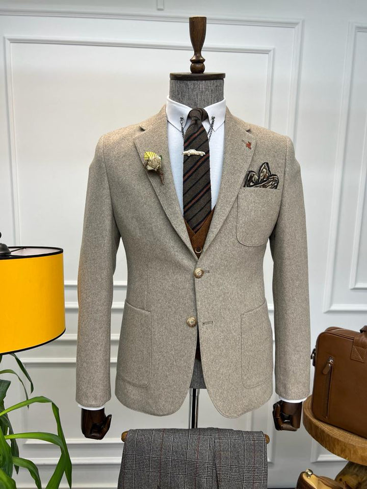 Baroncelli Special Italian Fabric Stamp Jacket - Beige