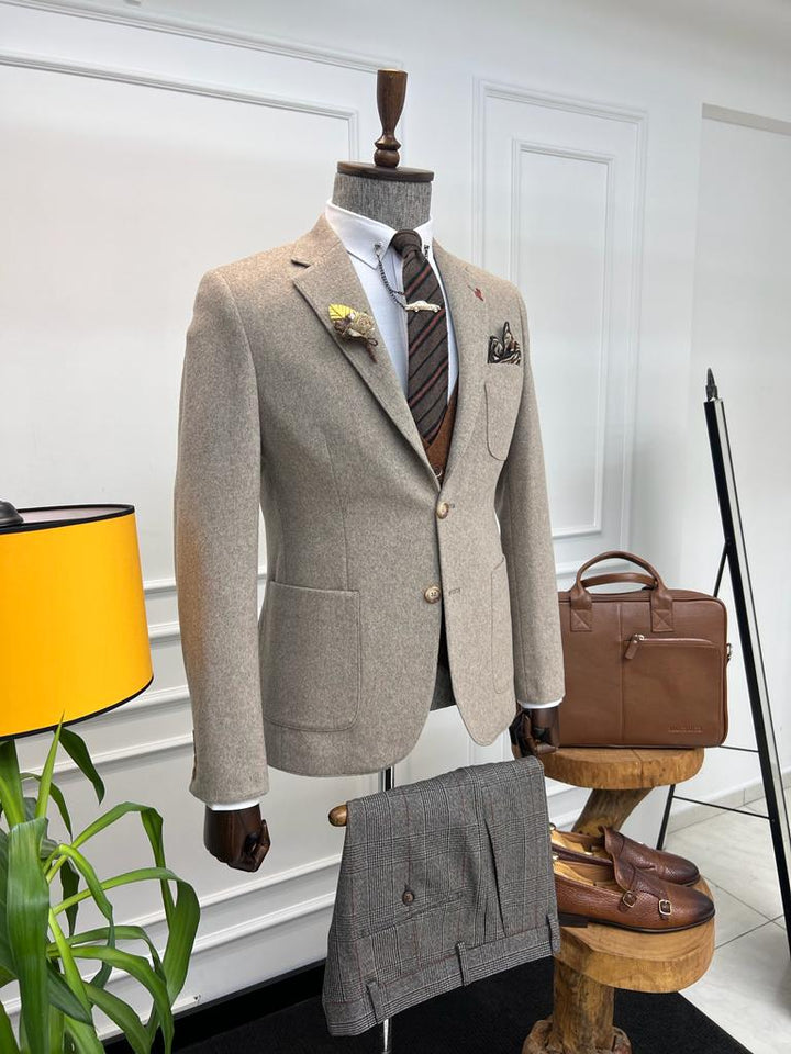 Baroncelli Special Italian Fabric Stamp Jacket - Beige