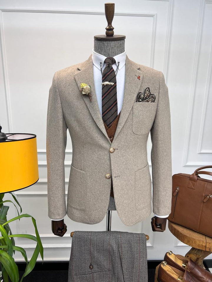 Baroncelli Special Italian Fabric Stamp Jacket - Beige