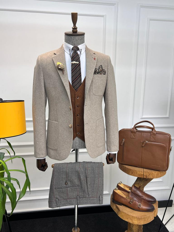 Baroncelli Special Italian Fabric Stamp Jacket - Beige