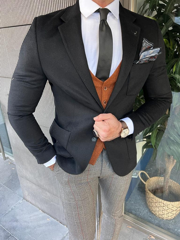 Baroncelli Special Italian Fabric Stamp Jacket-Black