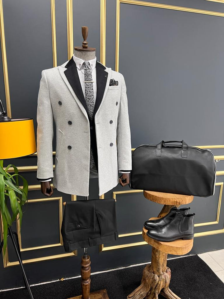Fur Detailed Cachet Coat - Grey