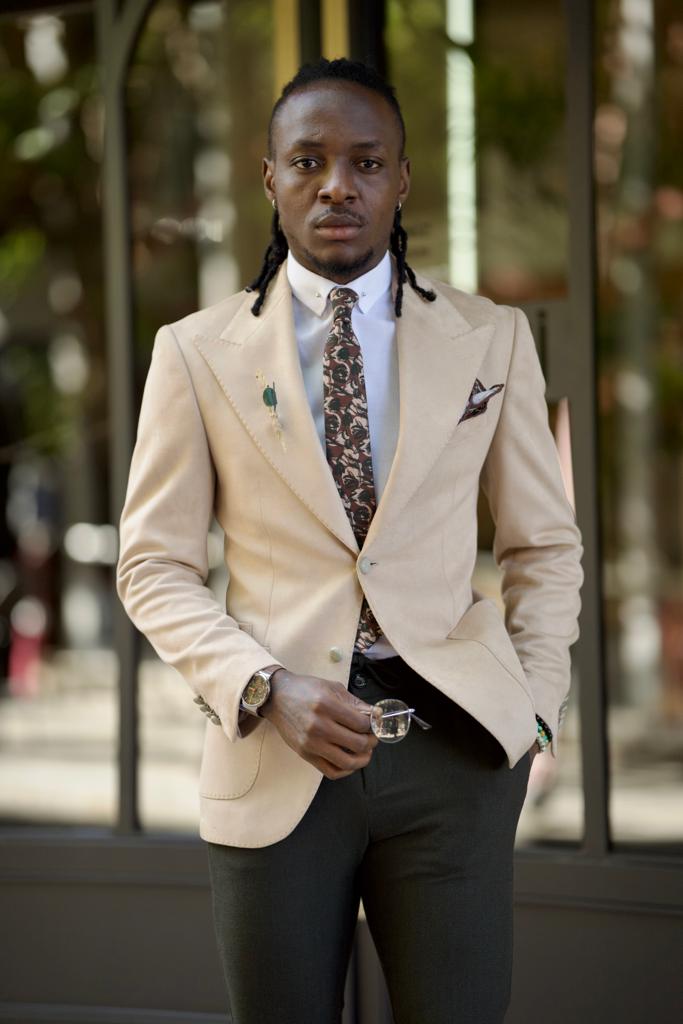 Nubuck Blazer Jacket -  Beige
